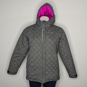 Columbia black white pink zip up puffer coat XL 18/20